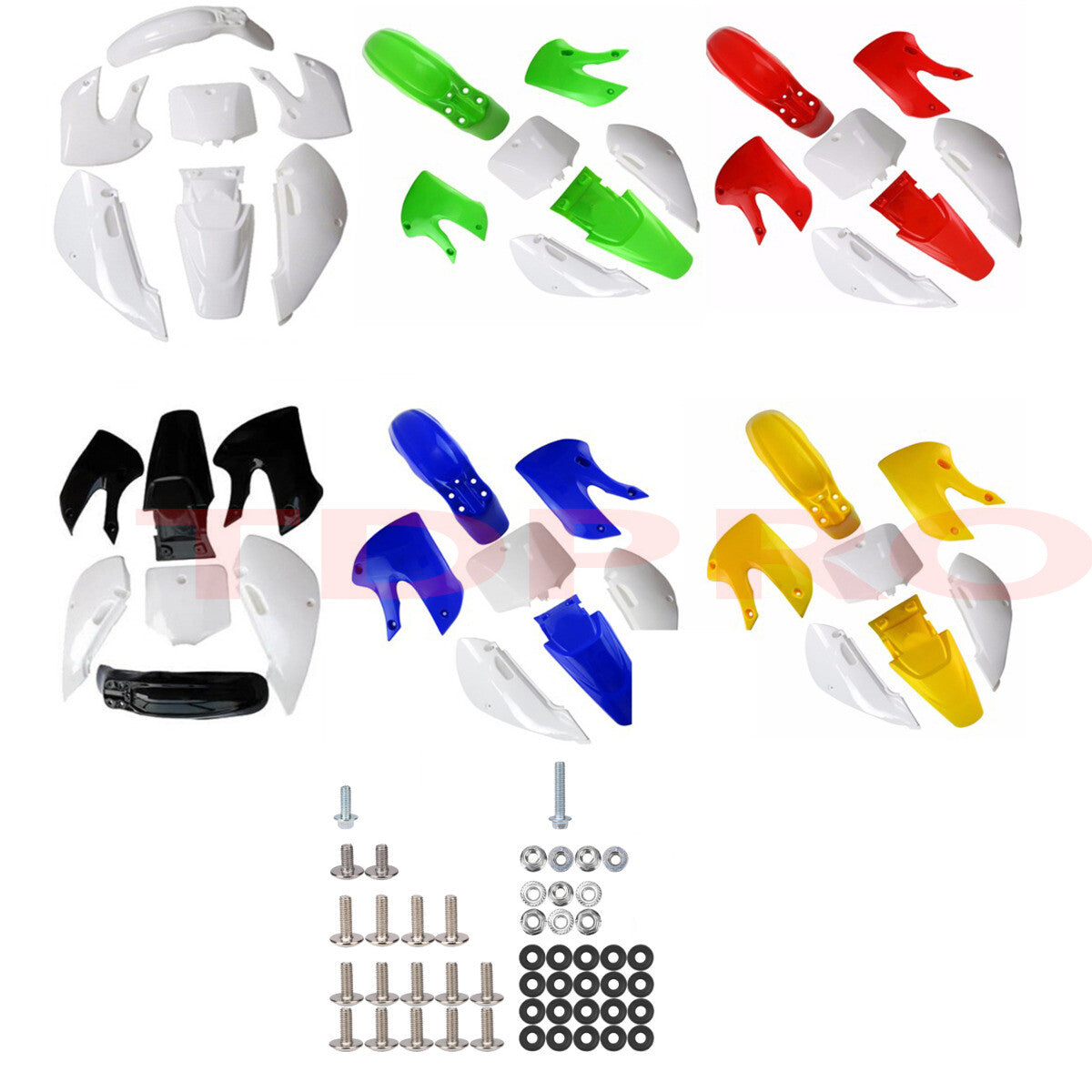 Plastics Fender Kit + Screws for Kawasaki KLX110 KX65 DRZ110 RM65 Pit Dirt Bike