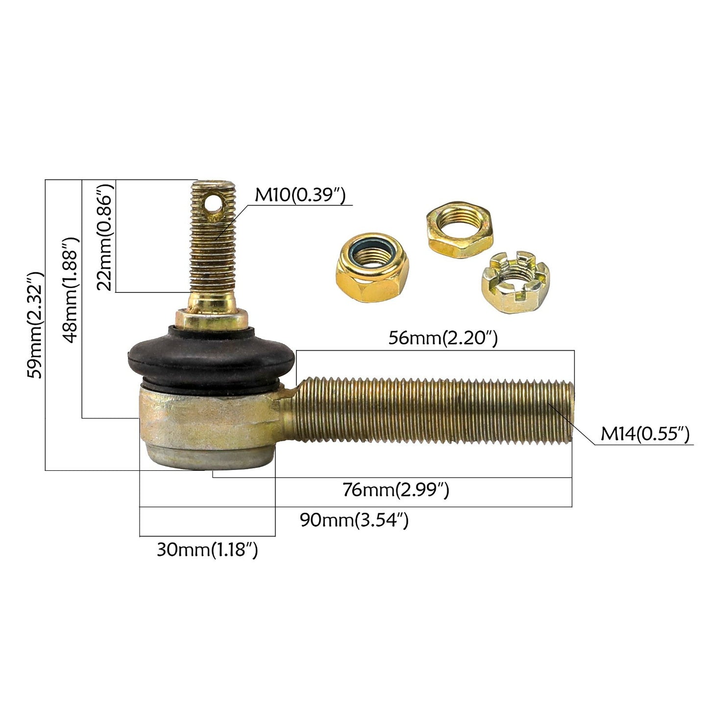 4X 10mm ball joint tie rod end for 110cc 125cc four-wheeled bicycles, all-terrain vehicles, go-karts, and 4-wheeled vehicles.