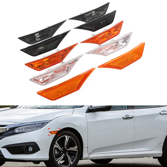 Pair Side Marker Lights Turn Signal Lamps W/LED Bulbs for Honda for Civic 2016-2021