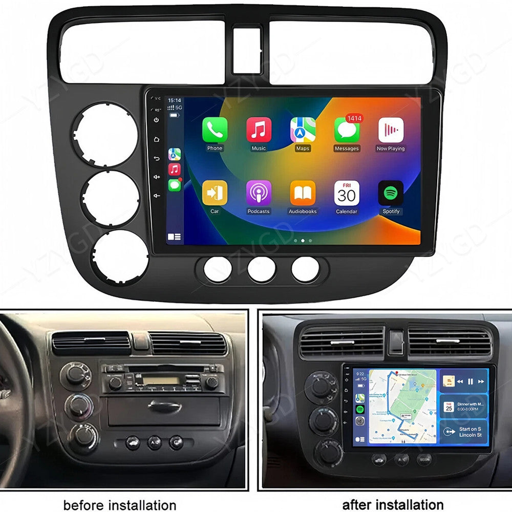 9INCH for Honda for Civic 2000-2005 Carplay Android 14 Car Stereo Radio GPS Navi SWC