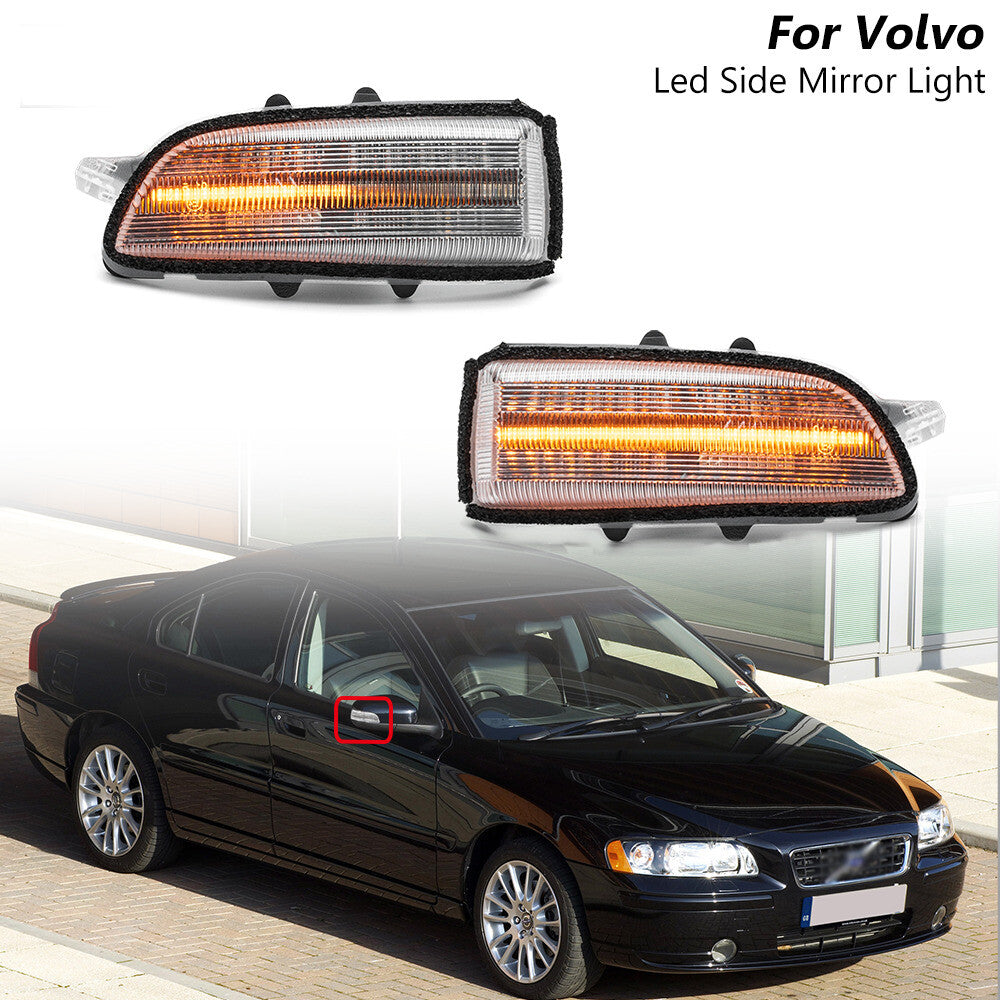 for Volvo C30 S60 S80 V50 V70 Sequential Clear LED Side Mirror Turn Signal Light
