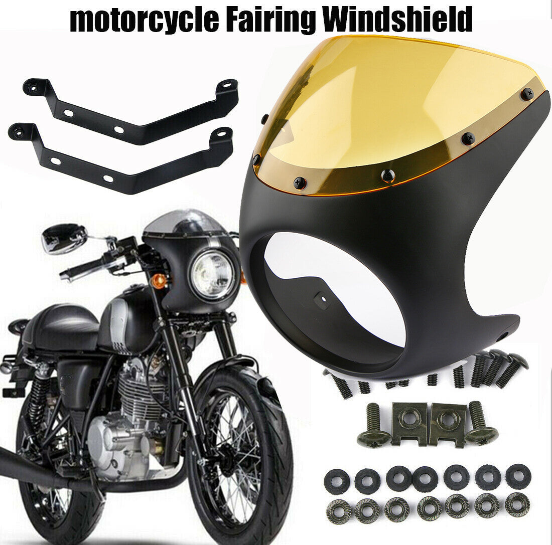 Motorcycle 7-inch headlight diffuser windshield suitable for retro Cafe Racer - Universal