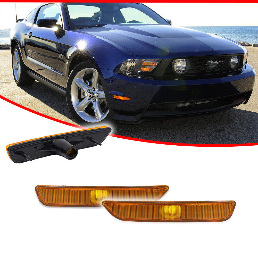 Amber lens for 2010-2014 for Ford for Mustang front bumper side marker light reflector.