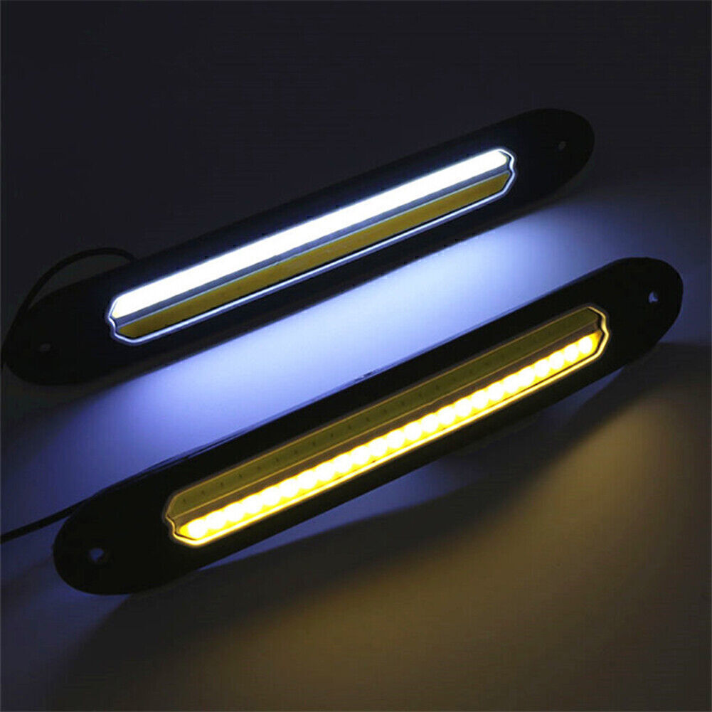 LED Daytime Running Light Strip DRL Driving Turn Signal White Amber Lamp Car