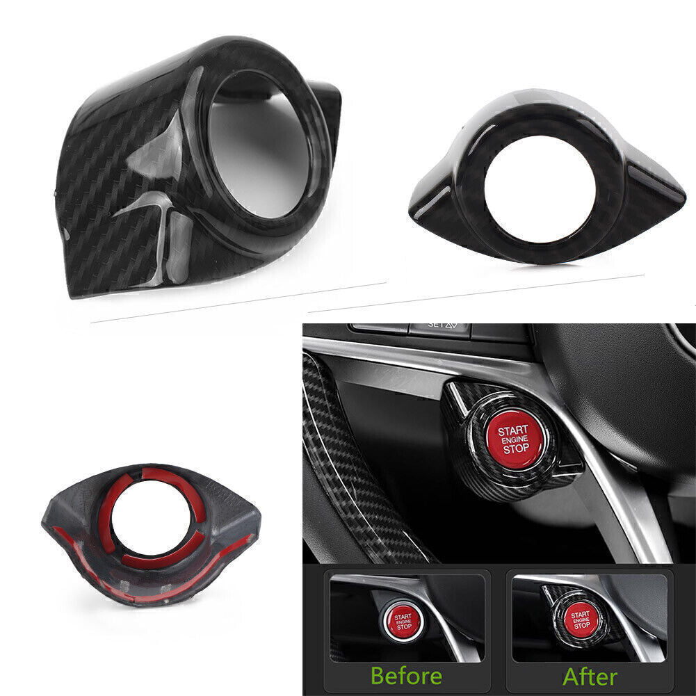 for Alfa Romeo Giulia 17-18 Carbon Fiber Look Engine Ignition Button Cover Trim
