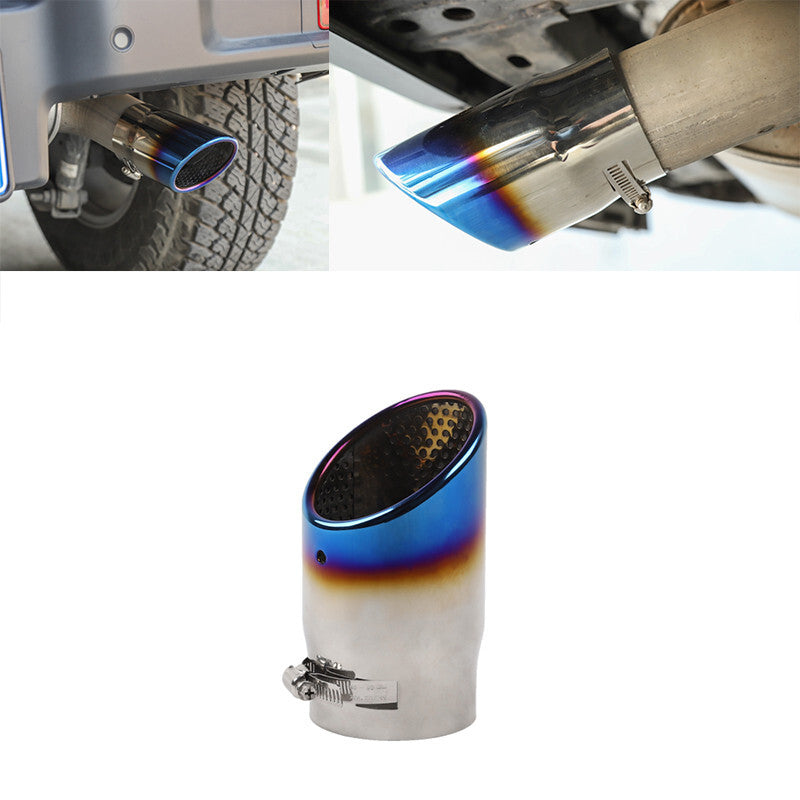 1Pcs Car 87mm Baked Blue Tail Rear Exhaust Muffler Tip Pipe Trim Rear Cover
