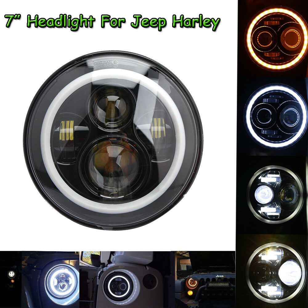 7-inch round LED headlight ring DRL lights suitable for Jeep for Wrangler JK TJ 97-2005
