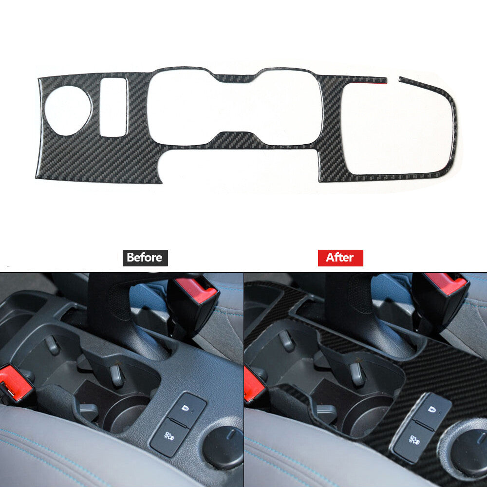 Carbon Fiber Cupholder Panel Decorative Trim Cover for Chevrolet Sonic 2012-2016