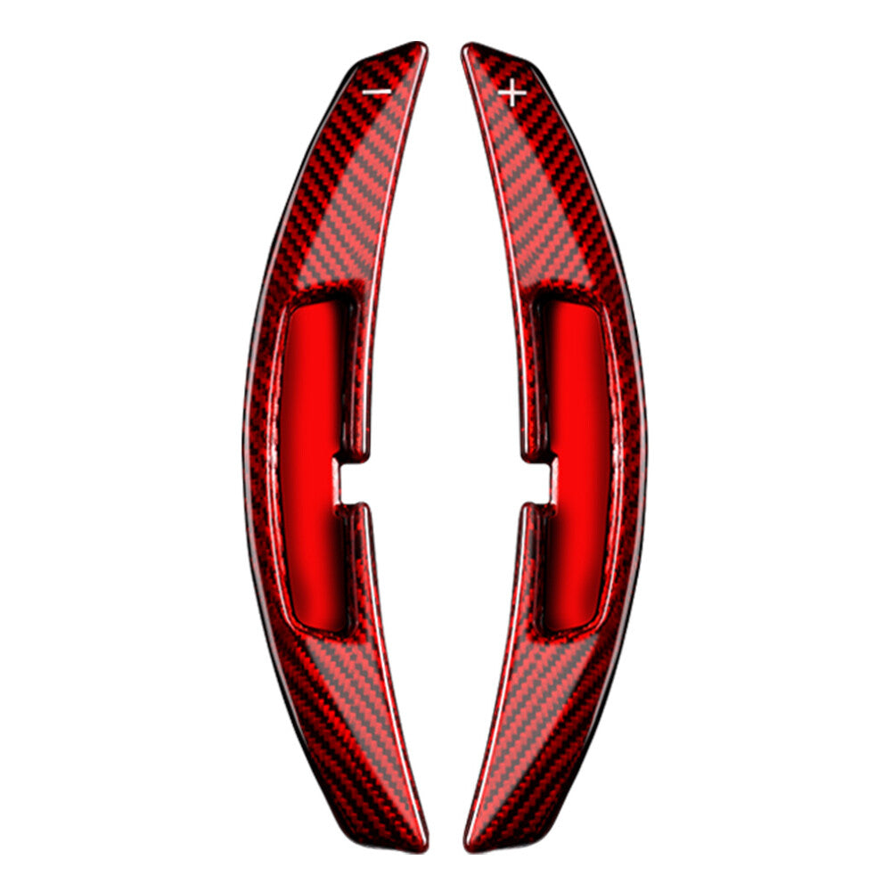 2x Carbon Fiber Steering Wheel Paddle Shifter Extension for Porsche 911 2021 Red