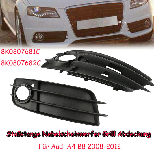 Fog light caps for the lower front grille of the left and right front bumpers of the 2008-12 for Audi A4 B8.