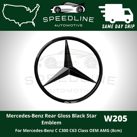 AMG W205 Gloss Black Star C Class Trunk Emblem for Rear Lid Logo Badge AMG