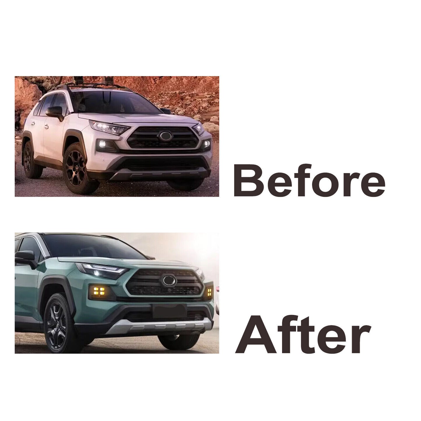 Pair Fog Lights 4-Eyes Bi-color LED Lamp For 2019-2024 for Toyota Rav4 Adventure/TRD