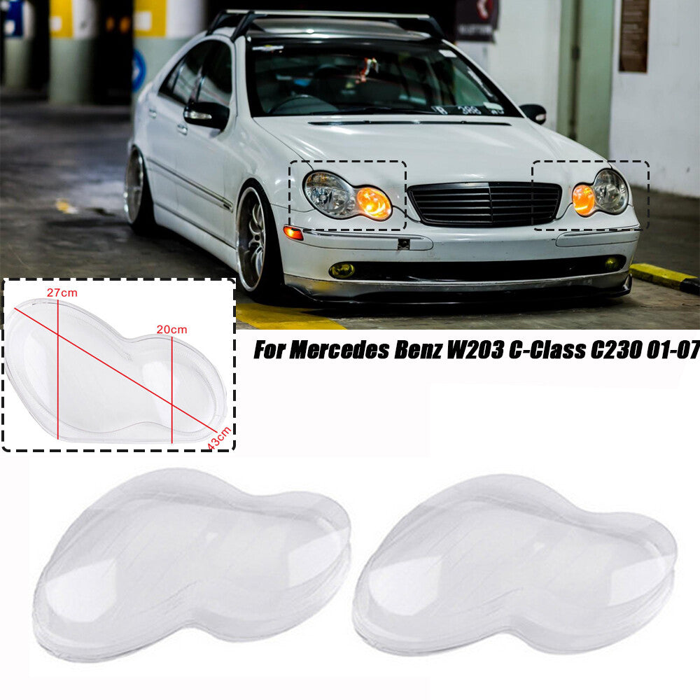 Transparent headlight lens cover for Mercedes-Benz C-Class W203 01-07