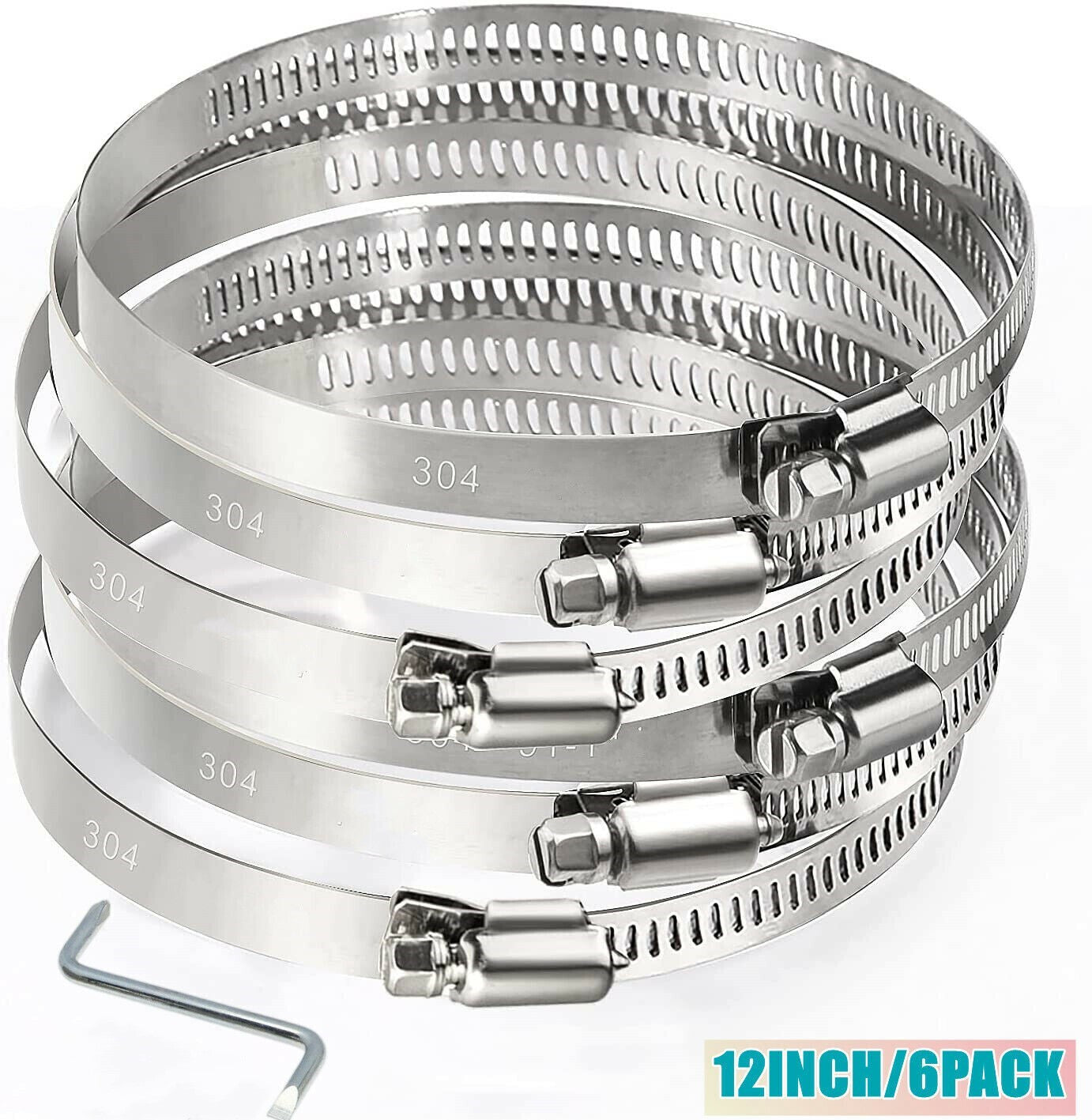 12-inch stainless steel pipe clamp, worm gear hose clamp, 289-311 mm fuel pipe clamp