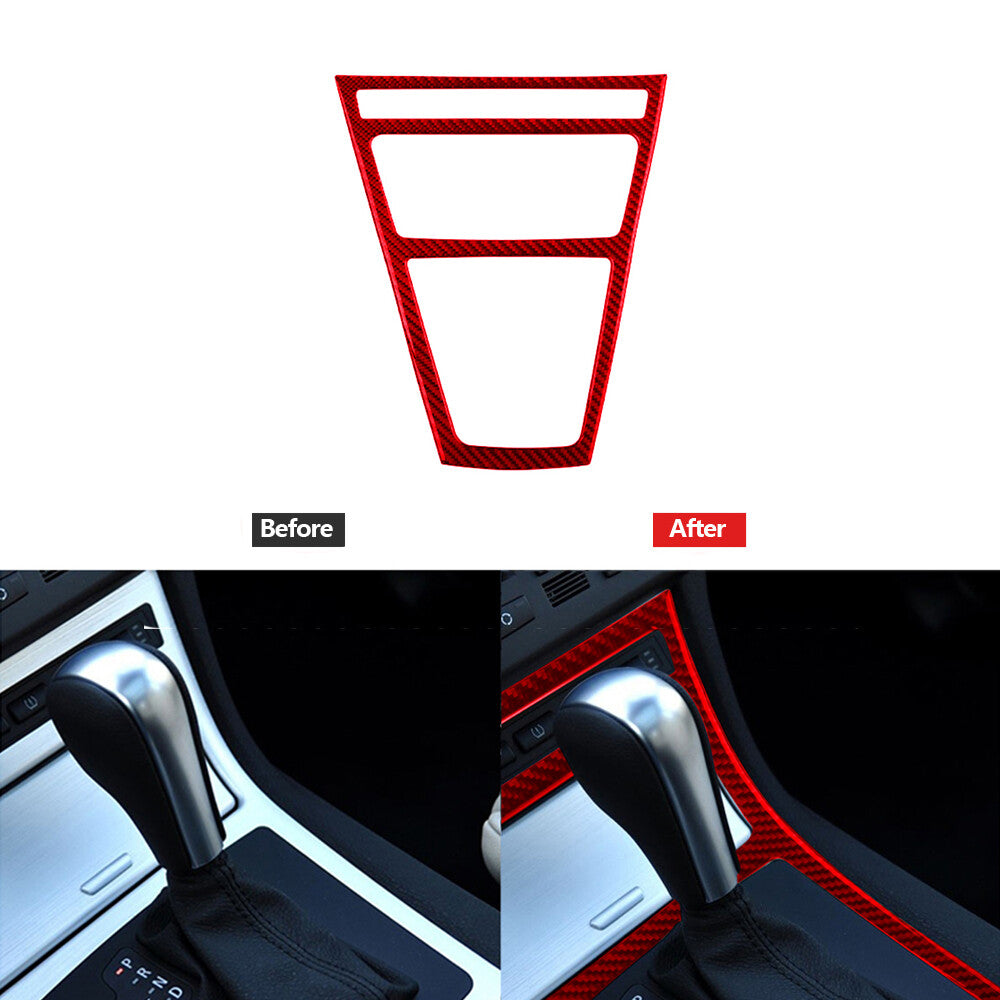 Red Carbon Fiber Gear Shift Outer Frame Trim for BMW X3 2004-2010
