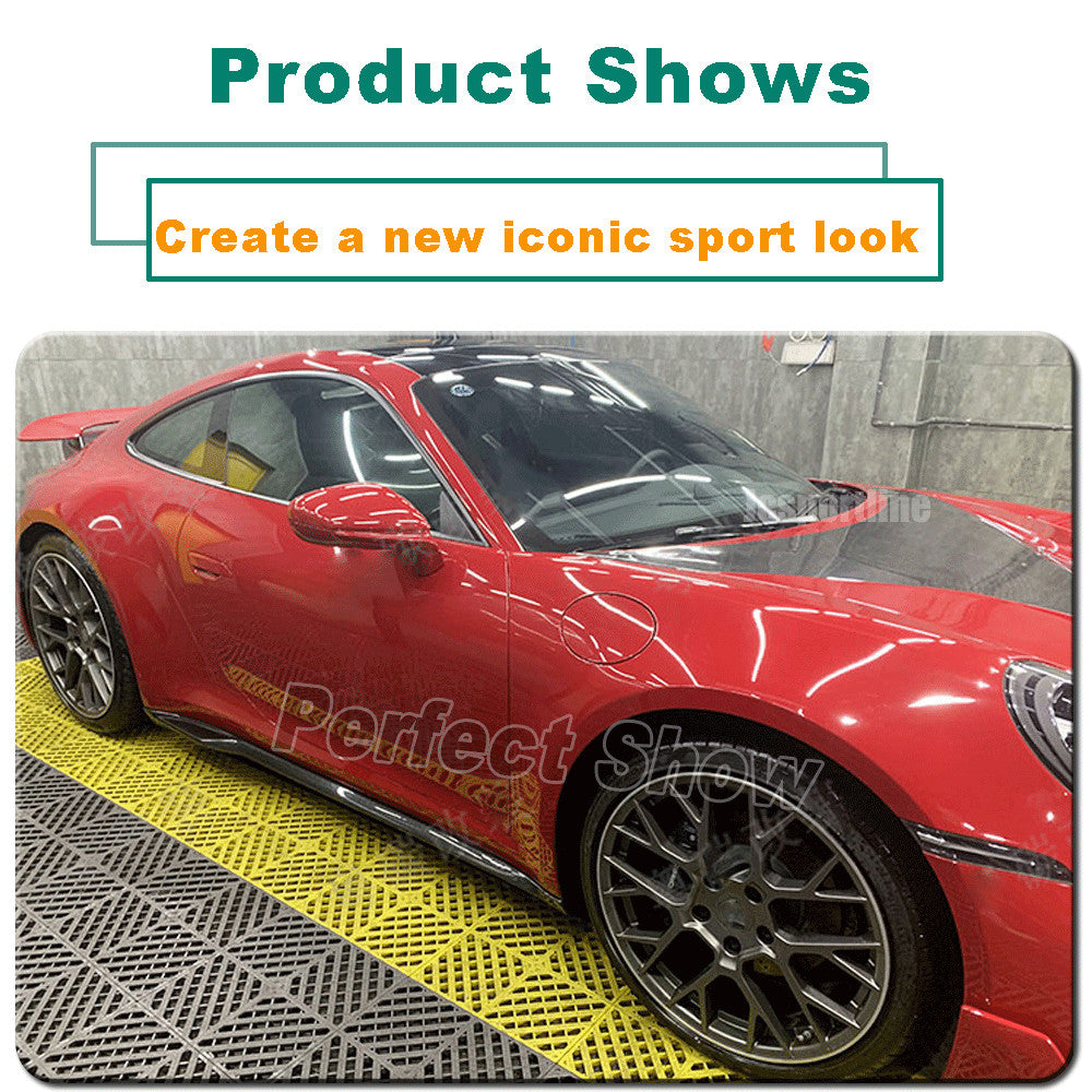for Porsche 911 992 2019-2021 Real Carbon Fiber Side Skirt Extension Lip Spoiler