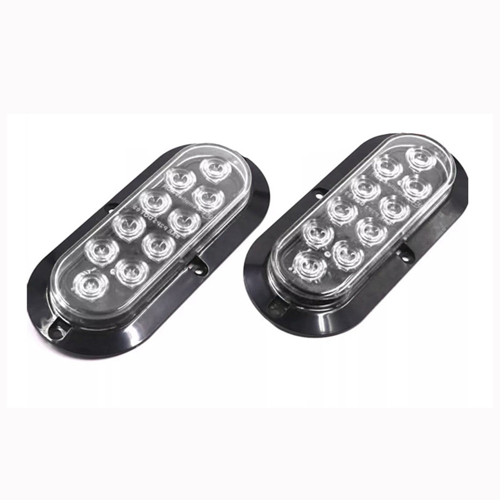 2 White 6 Oval LED Tail Lights Surface Mount Truck Trailer Backup Reverse AT
