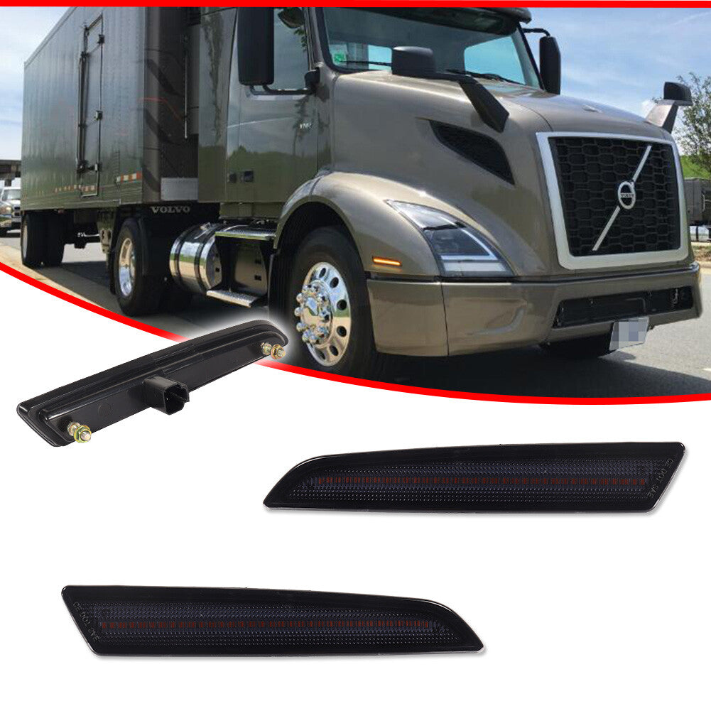Suitable for 18 for Volvo VNL VNR VNX Smoke Amber Full LED Front Bumper Side Marker Lights