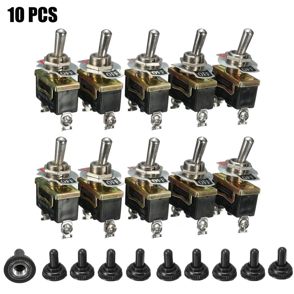 10-Piece SPST Solid Metal Toggle Switch - Waterproof for Marine, Car, and Truck Use