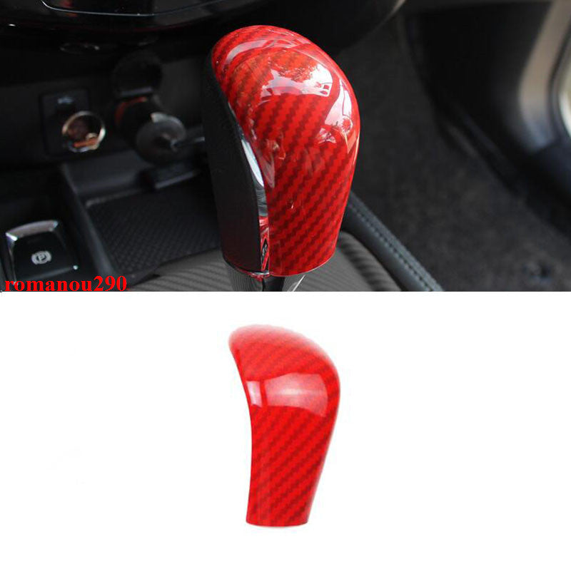 for Nissan Rogue 2014-2020 ABS Red Carbon Fiber Gear Shift Knob Cover Trim