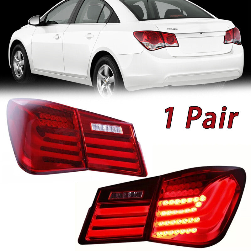 Pair for Chevrolet for Cruze 2009-2015 LED Tail Light DRL Rear Brake Lamp Red