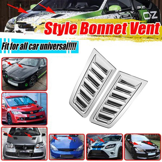 Universal Car Front Engine Vent Bonnet Air Vents Chrome Engine Hood Trim Cover