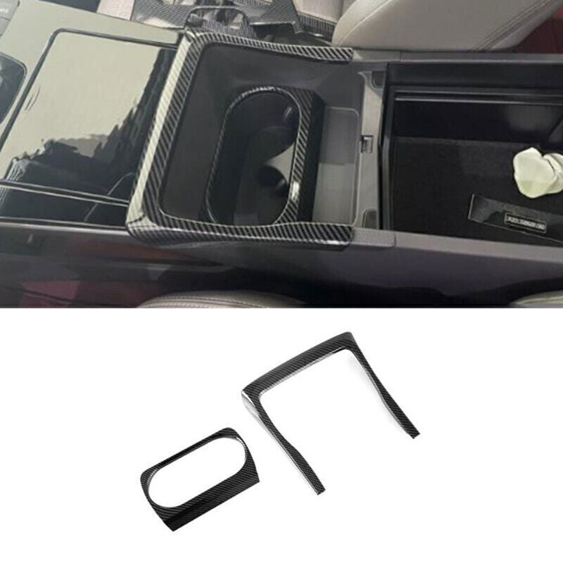 for Toyota bZ4X 23-2024 2P Carbon Fiber Front Water Cup Holder Frame Cover Trim