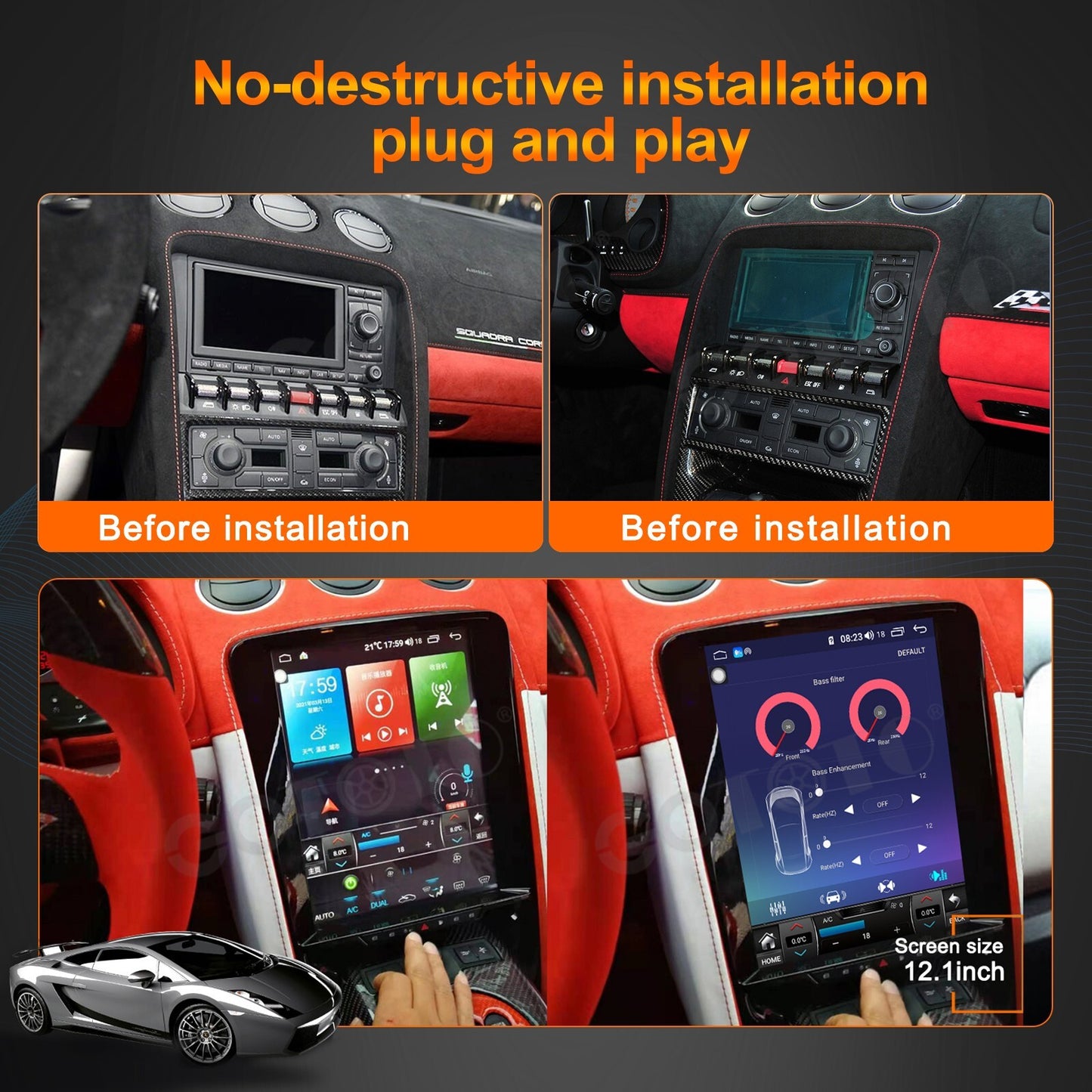 for Lamborghini Gallardo 2004-2015 for Tesla Car Radio 2Din Stereo Receiver GPS Navi