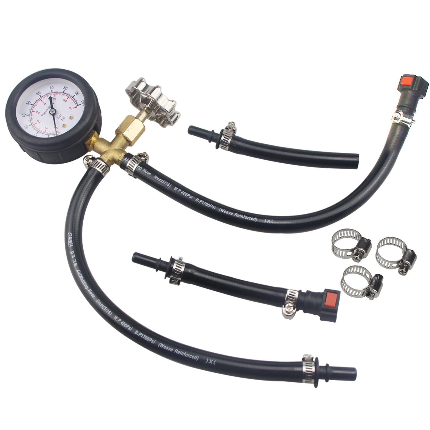 Quick-connect fuel injection pump pressure tester with valve 0 ~ 100 PSI