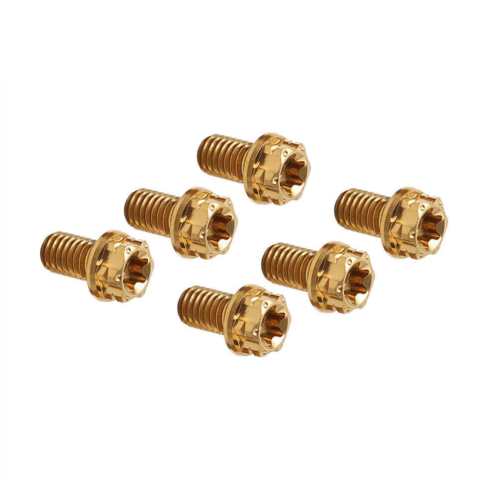 6pcs Bolts Torx Head Flange Screws M8x10mm Gold For Motorcycle Bike