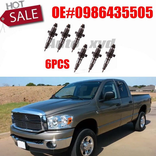 6-Piece Rail Diesel Fuel Injector 0986435505 for Dodge for Ram 5.9L Diesel 04-09