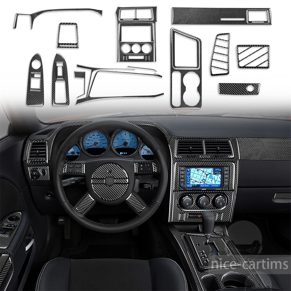 22Pcs Carbon Fiber Interior Full Set Kit Cover Trim for Dodge for Challenger 2008-14
