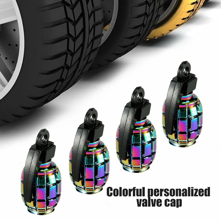 4-piece car tire valve cover rod air dust cover silver punishment skull for Mitsubishi