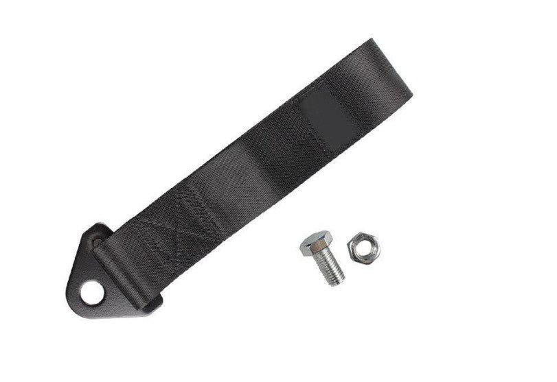 High Strength Racing Tow Strap Set for Front Rear Bumper Towing Hook Black