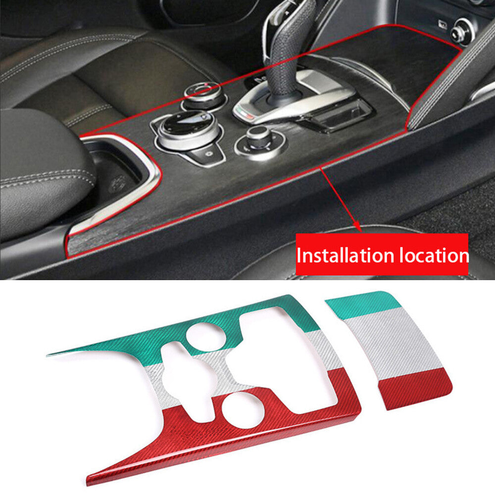 3-Color Carbon Fiber Central Gear Shift Panel Cover for Alfa Romeo for Stelvio 20-21