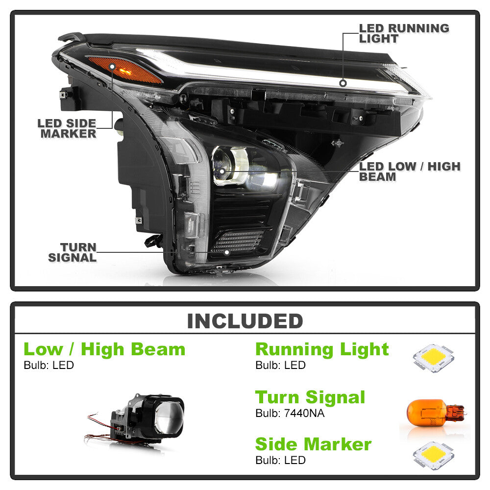 Passenger Side Headlight w/ LED DRL Projector Headlamp For 2024-2025 for Chevy Trax