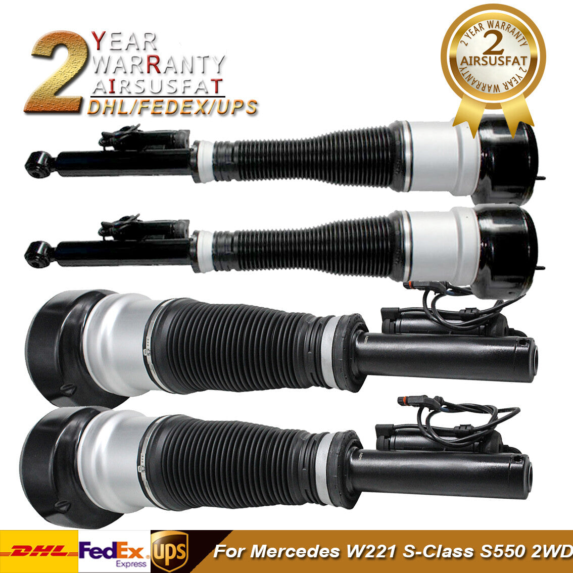 4x for Mercedes S-Class W216 W221 2WD Front Rear Air Suspension Shock Absorbers