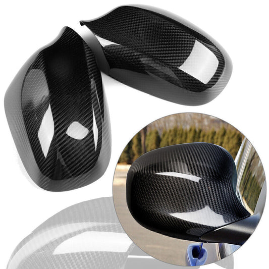 2x Carbon Fiber Side Mirror Cover Cap Fit for BMW E90 E91 3 Serie 2005-12 06 07