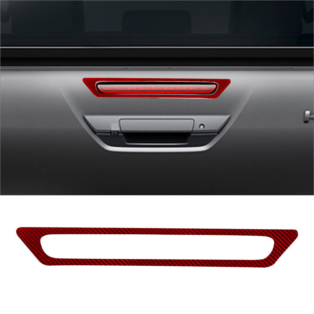 Red Carbon Fiber Interior Rear Tailgate Brake Light Cover Trim for Toyota Hilux