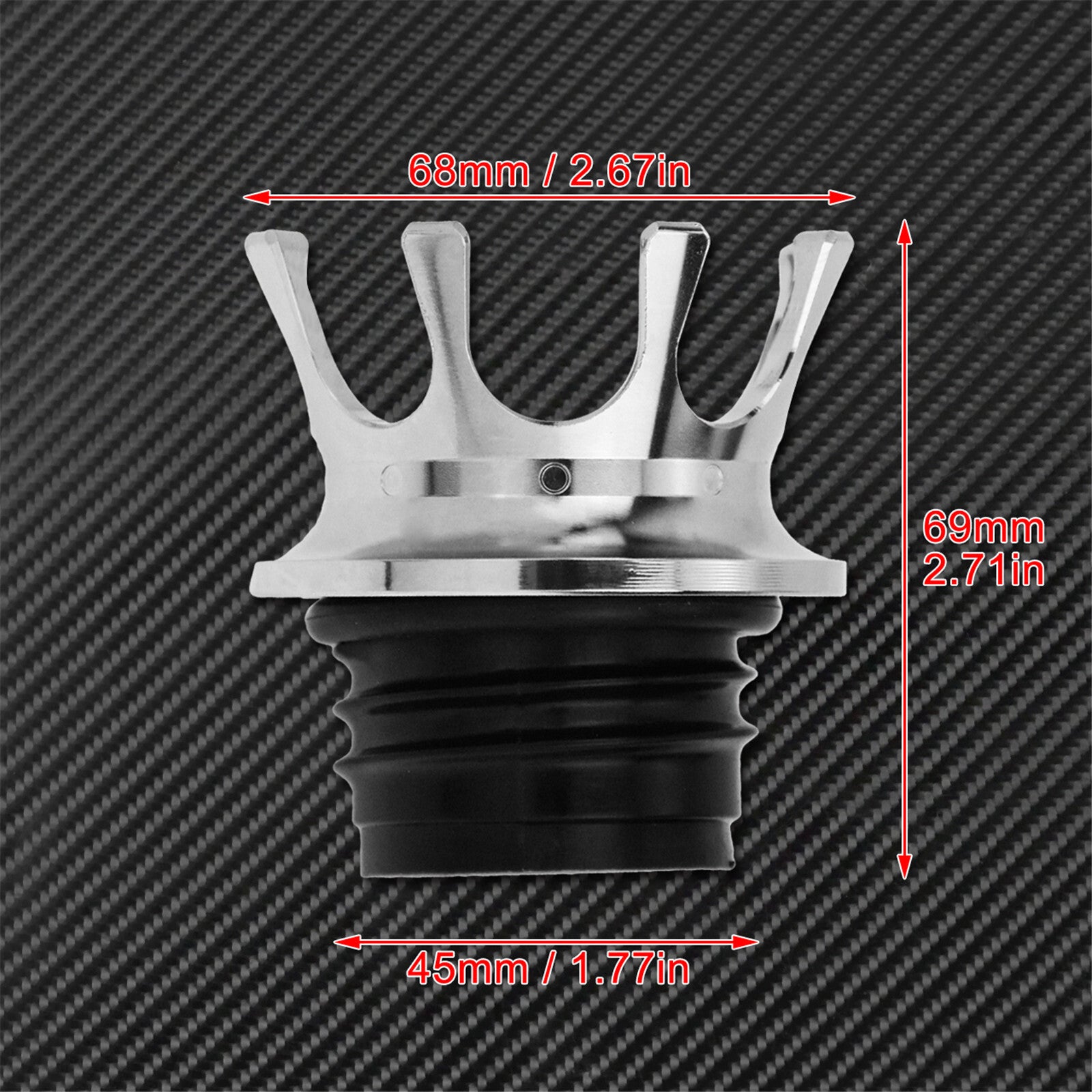 VENTED King Crown Gas Cap Fuel Tank Right-hand Thread Chrome Fit for Harley