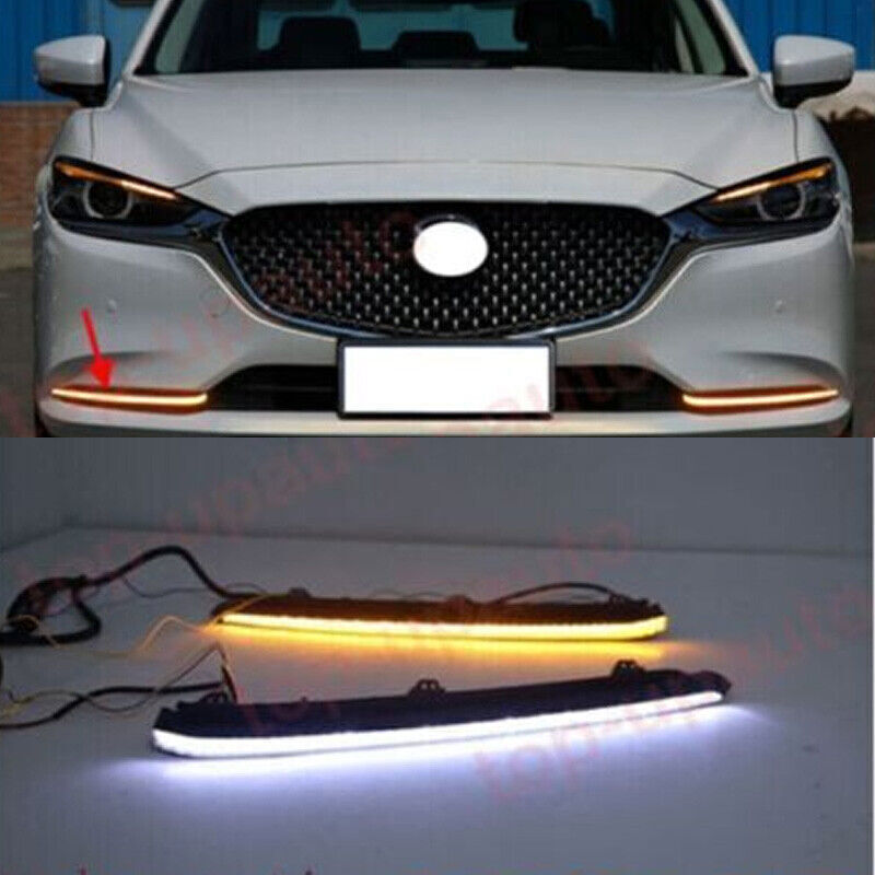 for Mazda 6 2018-2021 LED Front Fog Lamp Daytime Running Lights turn signal DRL
