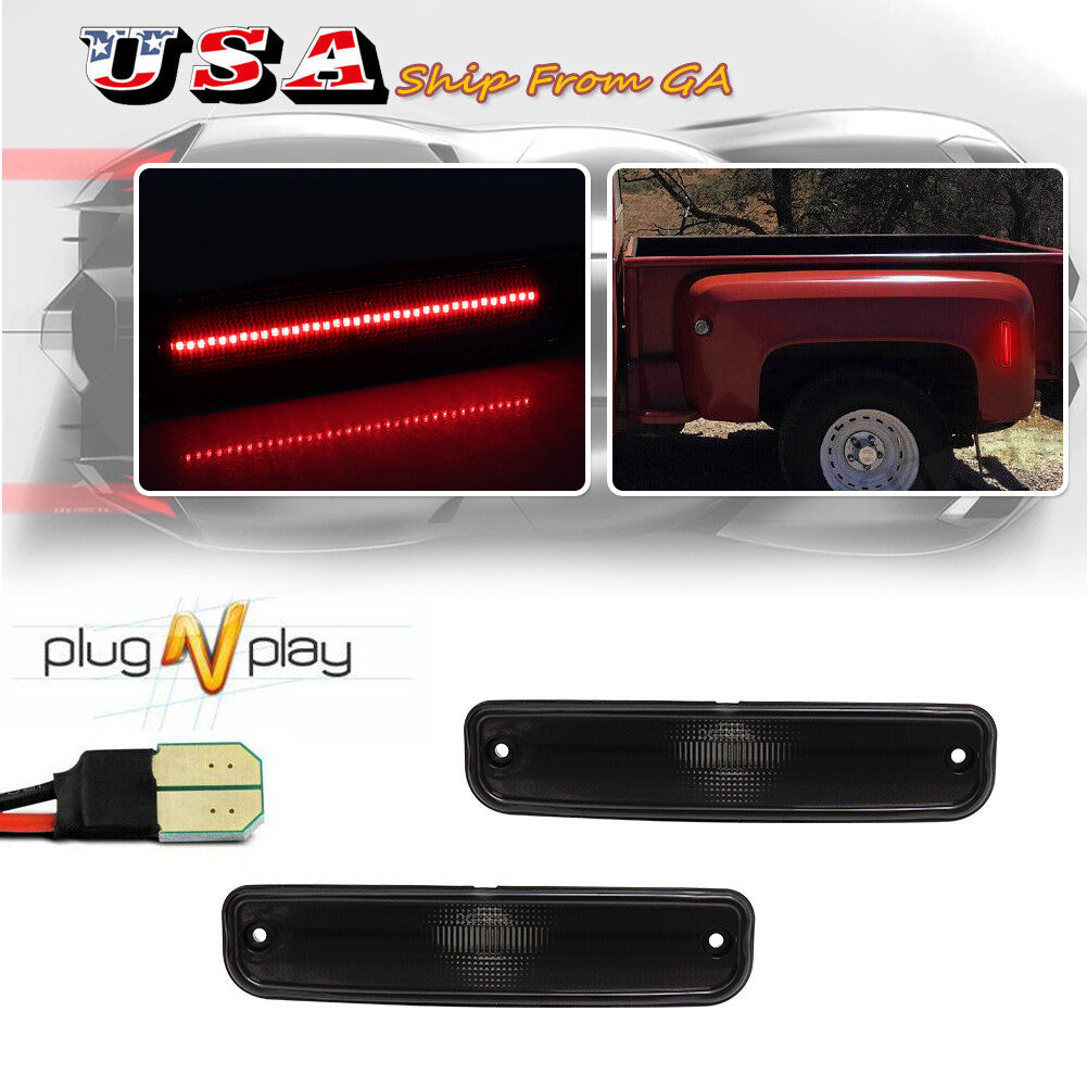 Side marker light kit fits 73-80 Blazer Suburban Jimmy GM pickups with red LEDs on the back.