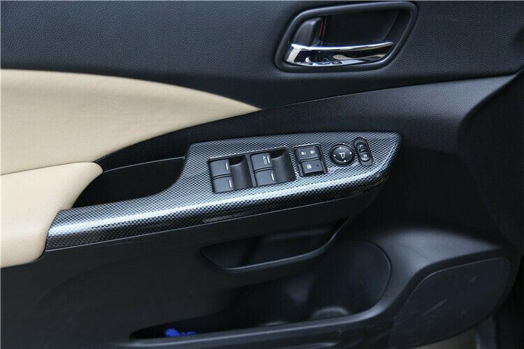 for Honda CRV CR-V 2007-2011 Carbon Fiber Window Lock Lift Panel Frame Trim 4PCS