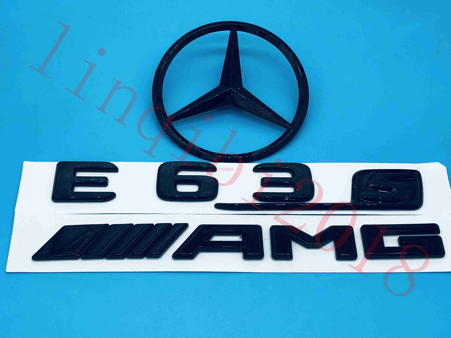 Glossy Black E63S AMG Trunk Logo Sticker Decal Badge Set for W213 E63
