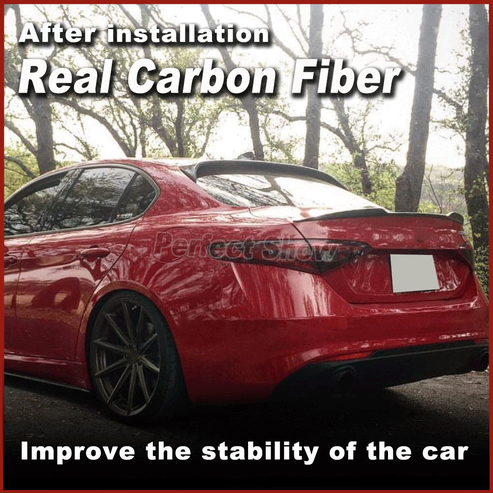 for Alfa Romeo Giulia Sedan 2017-2021 REAL CARBON Rear Roof Spoiler Window Wing