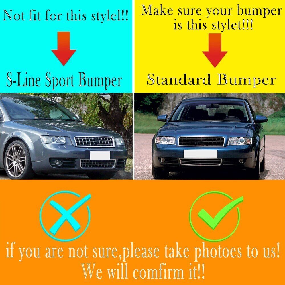1 Pair Front Bumper Side Fog Light Hex Grilles for Audi A4 B6 2001-2005