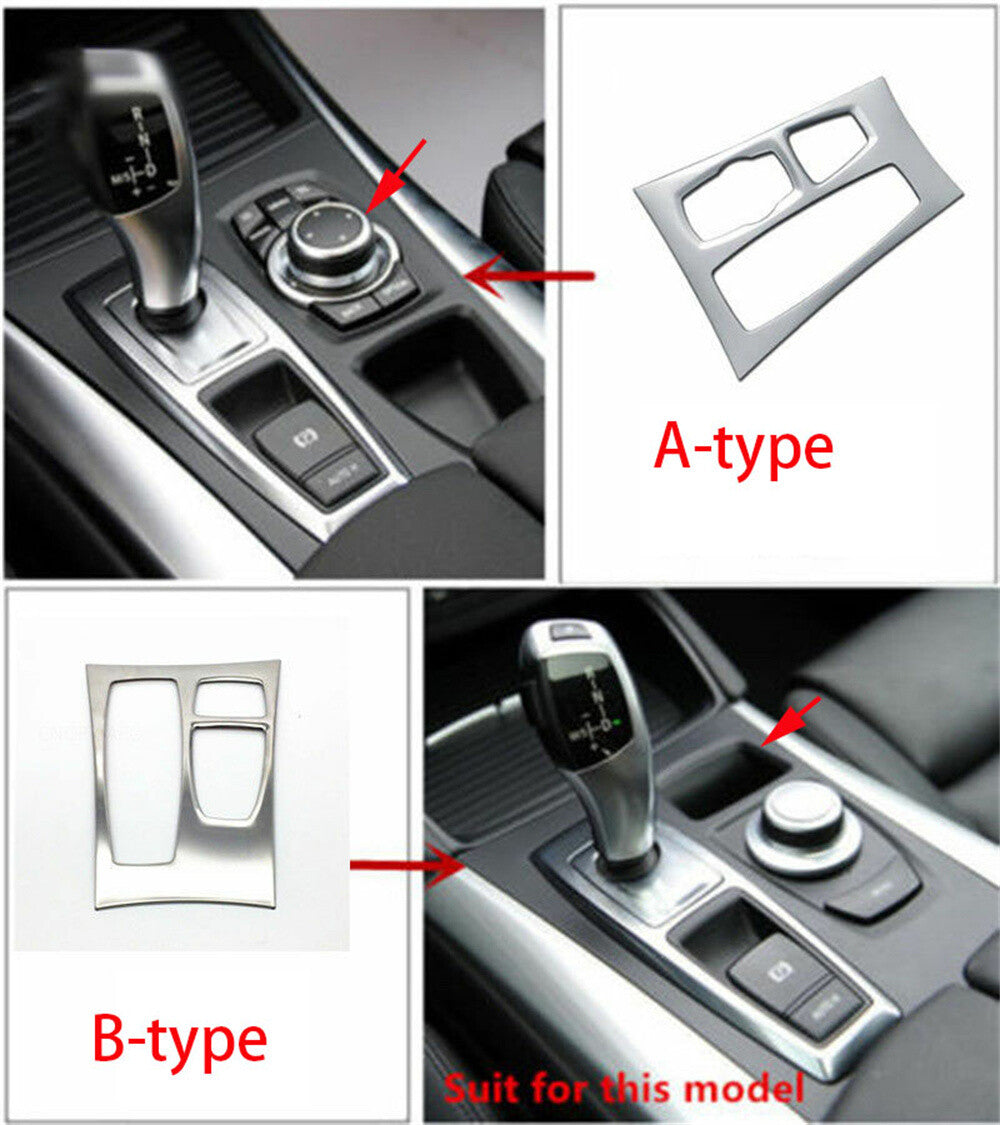 Silver ABS Central Gear Shift Box Panel Cover Trim for BMW X5 E70 X6 E71 2010-13