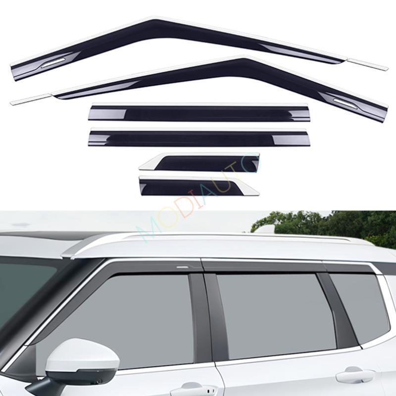 for Mitsubishi Outlander 22+ silver+black Window Visor Vent Sun Shade Rain Guard