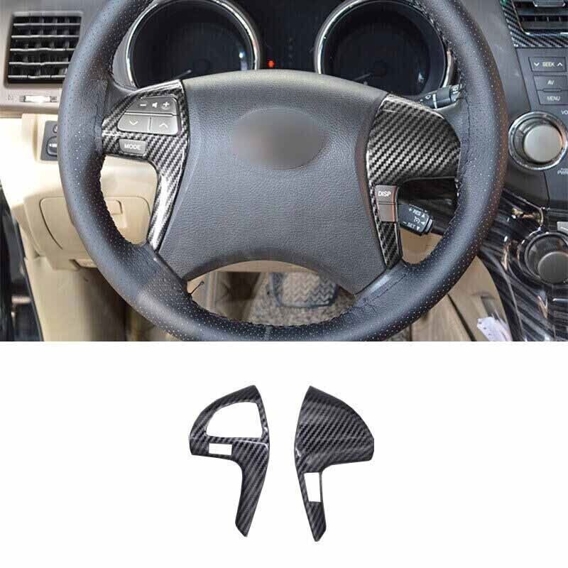 2PCS Steering Wheel Frame Cover Trim for Toyota Highlander Carbon Fiber 2008-13