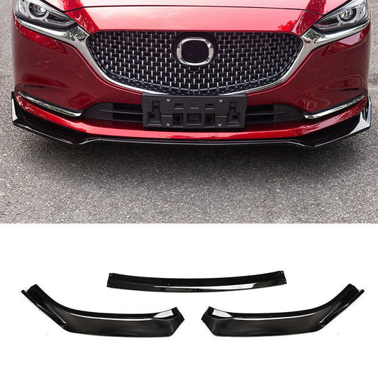 for Mazda 6 Atenza 2020-2021 Gloss Black Front Bumper Lip Spoiler Bodykit Refits